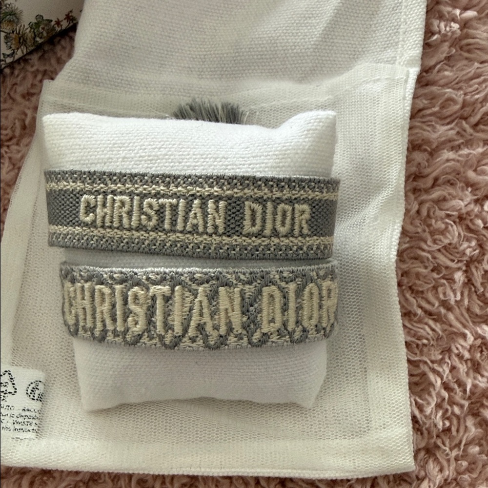 Dior Gray and White Logo Bracelet